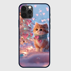 Чехол для iPhone 12 Pro Max Маленький котенок у сияющей елочки, цвет: 3D-черный