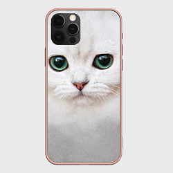 Чехол для iPhone 12 Pro Max Белый котик, цвет: 3D-светло-розовый