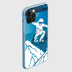 Чехол для iPhone 12 Pro Max Горы и сноубордист, цвет: 3D-голубой — фото 2