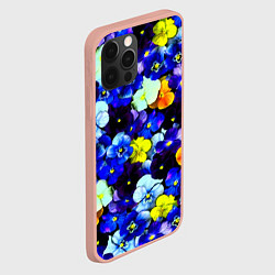 Чехол для iPhone 12 Pro Max Синие цветы, цвет: 3D-светло-розовый — фото 2