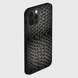 Чехол для iPhone 12 Pro Max Черная кожа, цвет: 3D-черный — фото 2