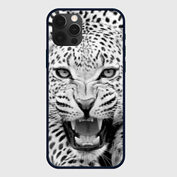 Чехол для iPhone 12 Pro Белый леопард, цвет: 3D-черный