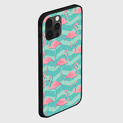 Чехол для iPhone 12 Pro Flamingo Pattern, цвет: 3D-черный — фото 2