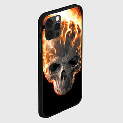 Чехол для iPhone 12 Pro Горящий череп на черном, цвет: 3D-черный — фото 2