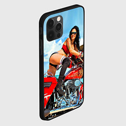 Чехол для iPhone 12 Pro Sexy girl on red bike, цвет: 3D-черный — фото 2
