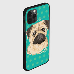 Чехол для iPhone 12 Pro Pug Mops, цвет: 3D-черный — фото 2