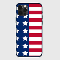Чехол для iPhone 12 Pro USA Flag, цвет: 3D-черный