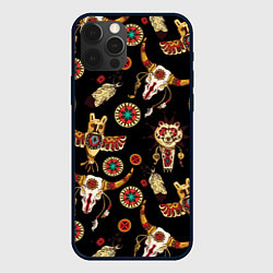 Чехол для iPhone 12 Pro Индейские культовые символы, цвет: 3D-черный