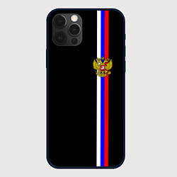 Чехол для iPhone 12 Pro Лента с гербом России, цвет: 3D-черный