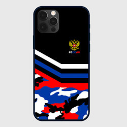 Чехол для iPhone 12 Pro Россия: Камуфляж, цвет: 3D-черный