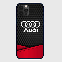 Чехол для iPhone 12 Pro Audi: Grey Carbon, цвет: 3D-черный