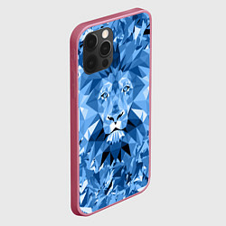 Чехол для iPhone 12 Pro Сине-бело-голубой лев, цвет: 3D-малиновый — фото 2