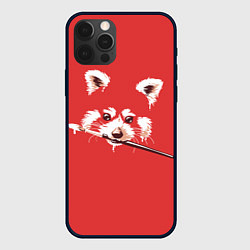 Чехол для iPhone 12 Pro Красная панда с кисточкой, цвет: 3D-черный