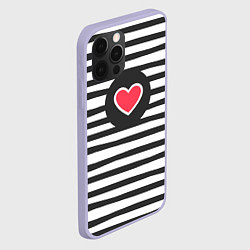 Чехол для iPhone 12 Pro Сердце в полоску, цвет: 3D-светло-сиреневый — фото 2