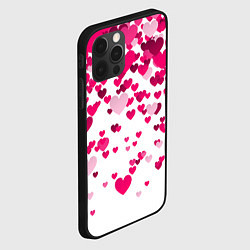 Чехол для iPhone 12 Pro Сердца розовые падают, цвет: 3D-черный — фото 2
