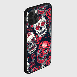 Чехол для iPhone 12 Pro Мексиканские черепа, цвет: 3D-черный — фото 2