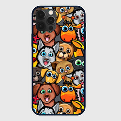 Чехол для iPhone 12 Pro Веселые собаки, цвет: 3D-черный
