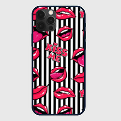 Чехол для iPhone 12 Pro Kiss Me - pattern, цвет: 3D-черный