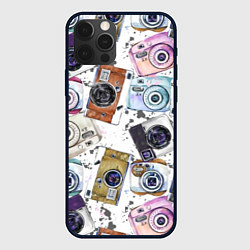 Чехол для iPhone 12 Pro Старинные фотоаппараты, цвет: 3D-черный