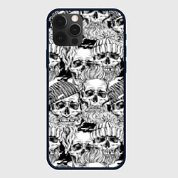 Чехол для iPhone 12 Pro Hipster skulls, цвет: 3D-черный