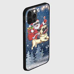 Чехол для iPhone 12 Pro Санта едет на мопсе, цвет: 3D-черный — фото 2