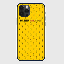 Чехол для iPhone 12 Pro Eat, sleep, train, repeat, цвет: 3D-черный