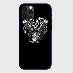 Чехол для iPhone 12 Pro Движковый череп, цвет: 3D-черный