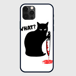 Чехол для iPhone 12 Pro What Cat, цвет: 3D-черный