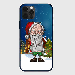 Чехол для iPhone 12 Pro Уставший Санта, цвет: 3D-черный