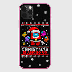 Чехол для iPhone 12 Pro Among Us Рождество, цвет: 3D-малиновый
