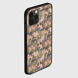 Чехол для iPhone 12 Pro Камуфляж с бабочками, цвет: 3D-черный — фото 2