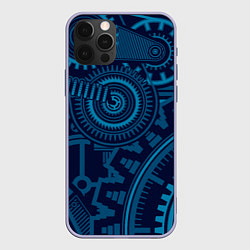 Чехол для iPhone 12 Pro Steampunk Mechanic Blue, цвет: 3D-светло-сиреневый
