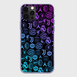 Чехол для iPhone 12 Pro ЛОГО ФУТБОЛЬНЫХ КОМАНД НЕОН, цвет: 3D-светло-сиреневый