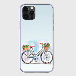 Чехол для iPhone 12 Pro Акварельный велосипед, цвет: 3D-светло-сиреневый