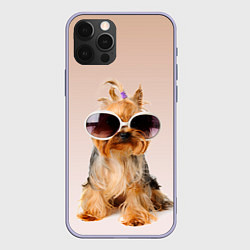 Чехол для iPhone 12 Pro Собака в очках, цвет: 3D-светло-сиреневый