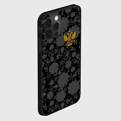 Чехол для iPhone 12 Pro Герб России Хохлома, цвет: 3D-черный — фото 2