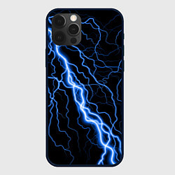 Чехол для iPhone 12 Pro ГОЛУБАЯ МОЛНИЯ ГРОЗА, цвет: 3D-черный