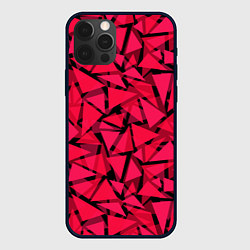 Чехол для iPhone 12 Pro Красно-черный полигональный, цвет: 3D-черный