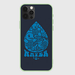 Чехол для iPhone 12 Pro Водные покемоны, цвет: 3D-салатовый