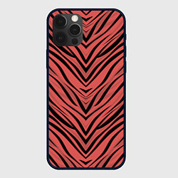 Чехол для iPhone 12 Pro Полосатый тигровый узор, цвет: 3D-черный