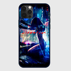 Чехол iPhone 12 Pro Cyberpunk девушка с катаной