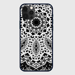 Чехол для iPhone 12 Pro Черно-белый орнамент, цвет: 3D-черный