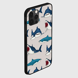 Чехол для iPhone 12 Pro Кровожадные акулы паттерн, цвет: 3D-черный — фото 2
