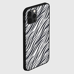 Чехол для iPhone 12 Pro Черно-белый полосатый тигровый, цвет: 3D-черный — фото 2