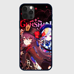 Чехол для iPhone 12 Pro Ху Тао и Ци Ци, Genshin Impact, цвет: 3D-черный