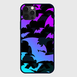 Чехол iPhone 12 Pro ЛЕТУЧИЕ МЫШИ ХЕЛЛОУИН НЕОН HALLOWEEN NEON