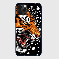 Чехол для iPhone 12 Pro Амурский тигр и снегопад, цвет: 3D-черный