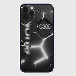 Чехол для iPhone 12 Pro AUDI GREY 3D ПЛИТЫ, цвет: 3D-черный