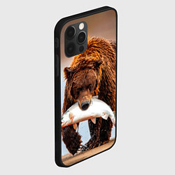 Чехол для iPhone 12 Pro Медведь с рыбой во рту, цвет: 3D-черный — фото 2