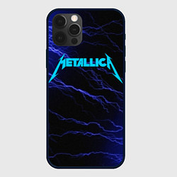 Чехол для iPhone 12 Pro METALLICA BLUE FLASH МЕТАЛЛИКА СИНИЕ МОЛНИИ, цвет: 3D-черный